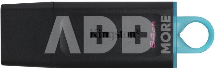 Kingston DataTraveler Exodia USB Flash Drive 64 GB, USB 3.2 Gen 1, Black/Blue, Protective Cap, Large loop