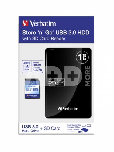 Verbatim Store n Go USB 3.0 1TB black + Reader + SD Card 16GB