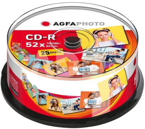 1x25 AgfaPhoto CD-R 80 / 700MB 52x Speed Cakebox