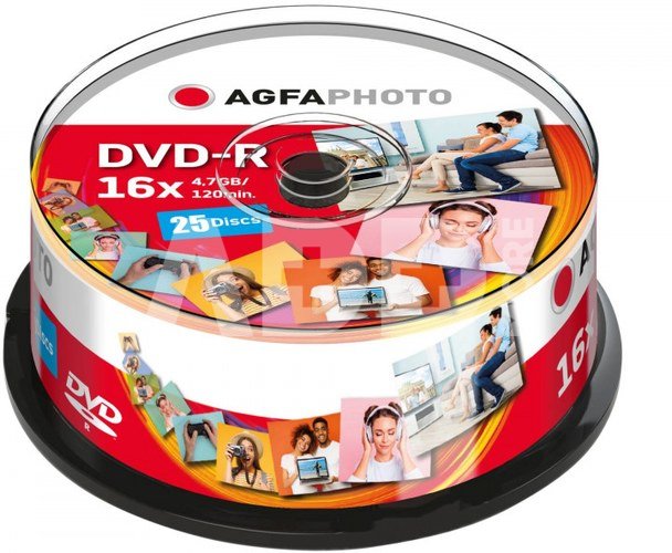 1x25 AgfaPhoto DVD-R 4,7GB 16x Speed, Cakebox