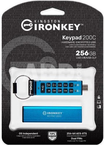 Kingston Pendrive 256GB IronKey Keypad 200C USB-C FIPS140-3 Lvl3 AES-256