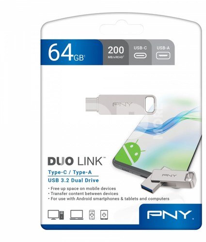 PNY Pendrive 64GB USB 3.2 Duo-Link P-FDI64GDULINKTYC-GE