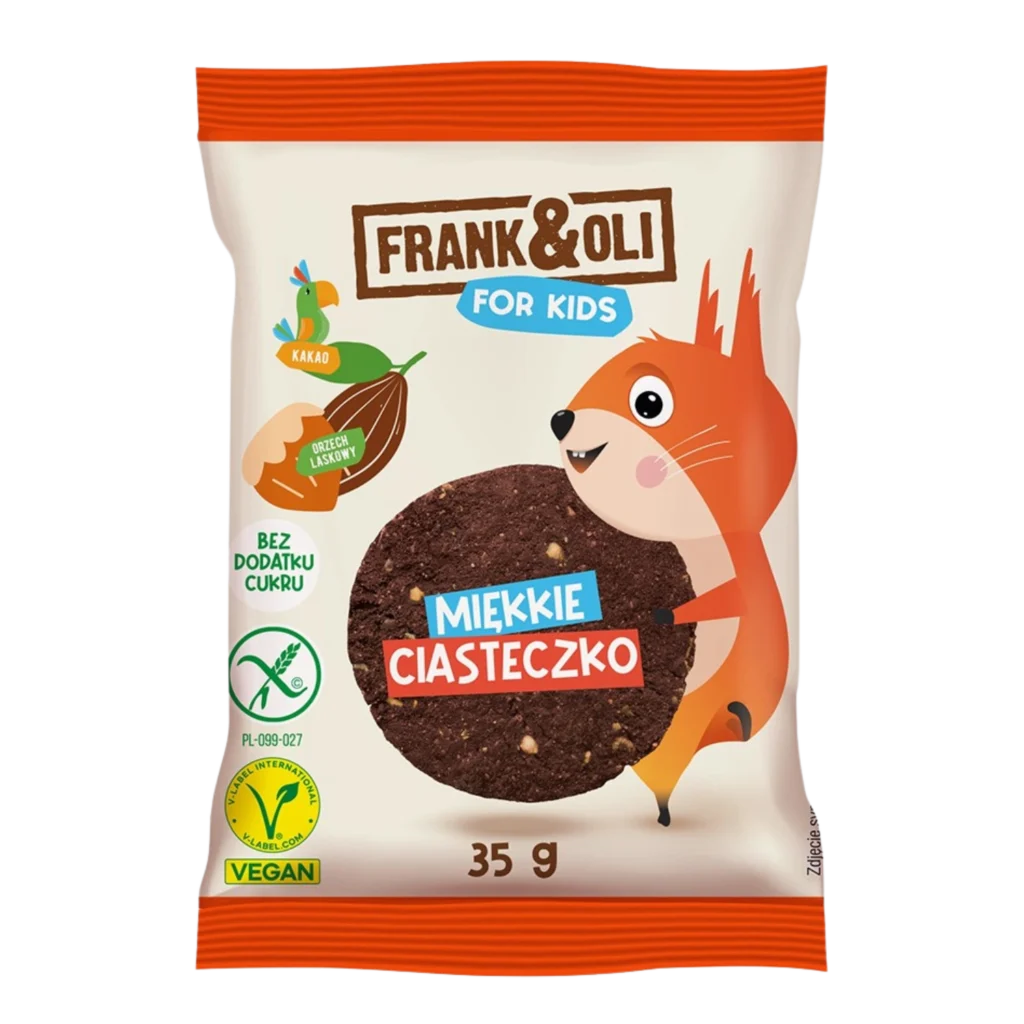 Lazdyno riešutų ir kakavos sausainis vaikams, be glitimo | Frank&Oli (35 g)