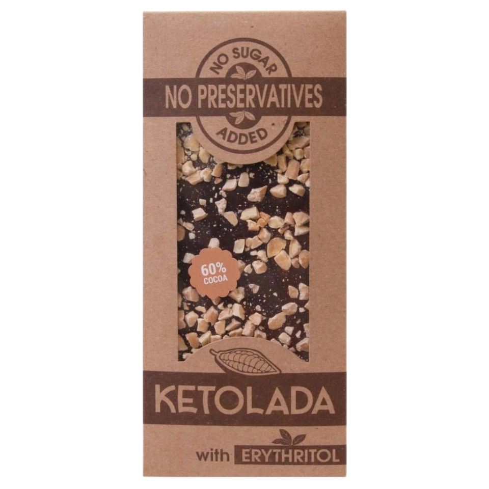 Juodasis KETO šokoladas su migdolais | Ketolada (100 g)