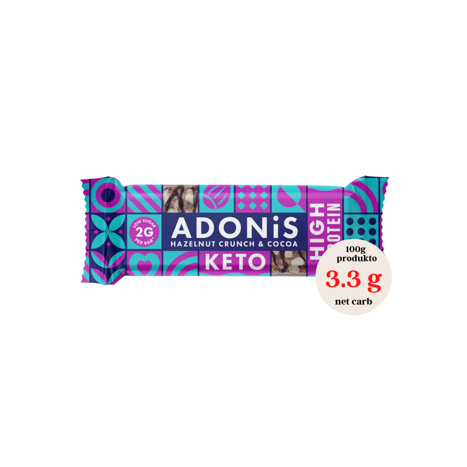 KETO lazdyno riešutų ir šokolado batonėlis | Adonis (45 g)