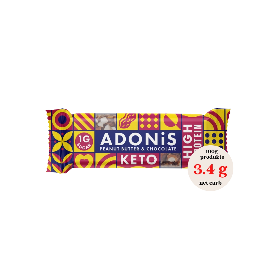 KETO žemės riešutų ir šokolado batonėlis | Adonis (45 g)