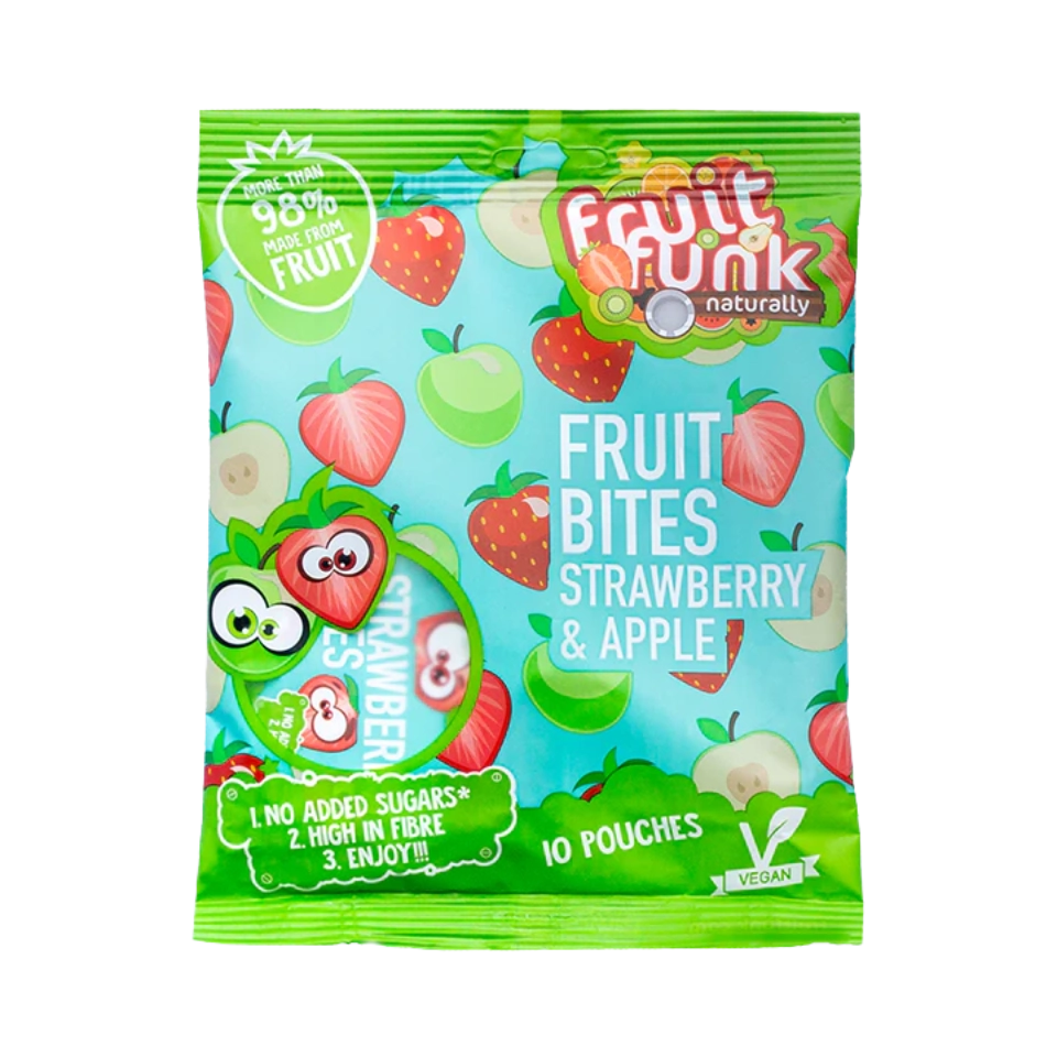 Braškių ir obuolių kąsneliai, be pridėtinio cukraus | FruitFunk (100 g)