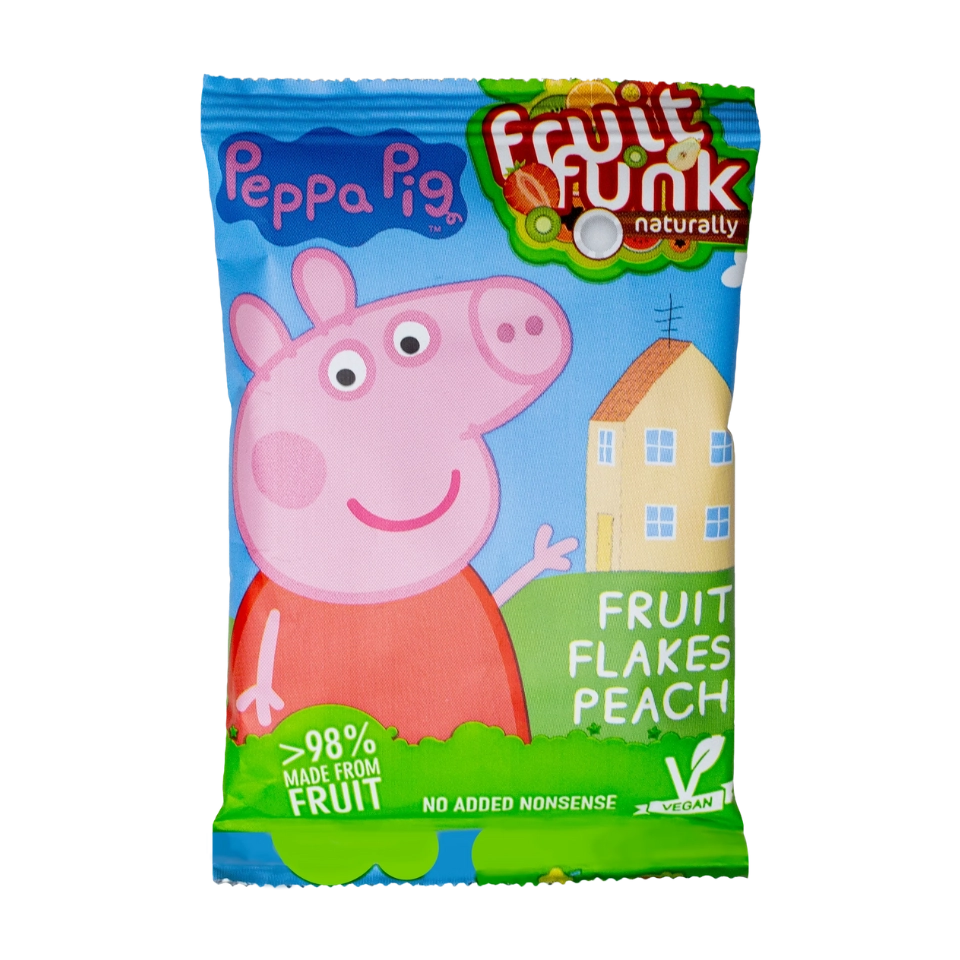 "Peppa Pig" persikų skonio vaisių gabalėliai, be pridėtinio cukraus | FruitFunk (16g)