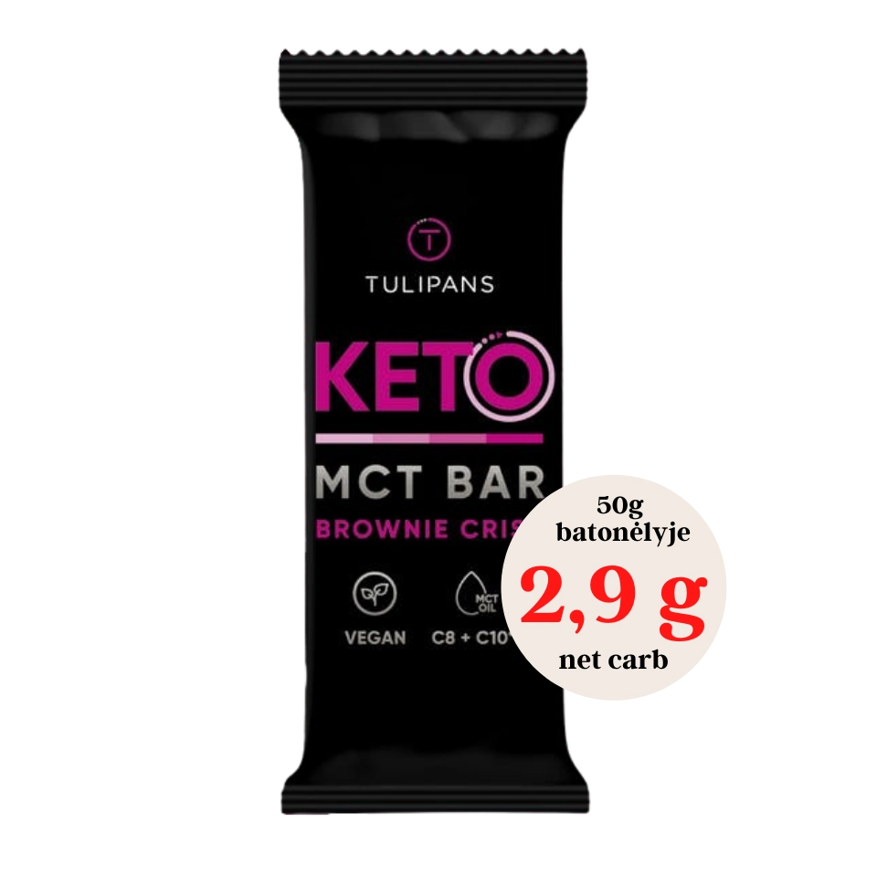 KETO traškus brownie batonėlis su MCT aliejumi | Tulipans (50 g)