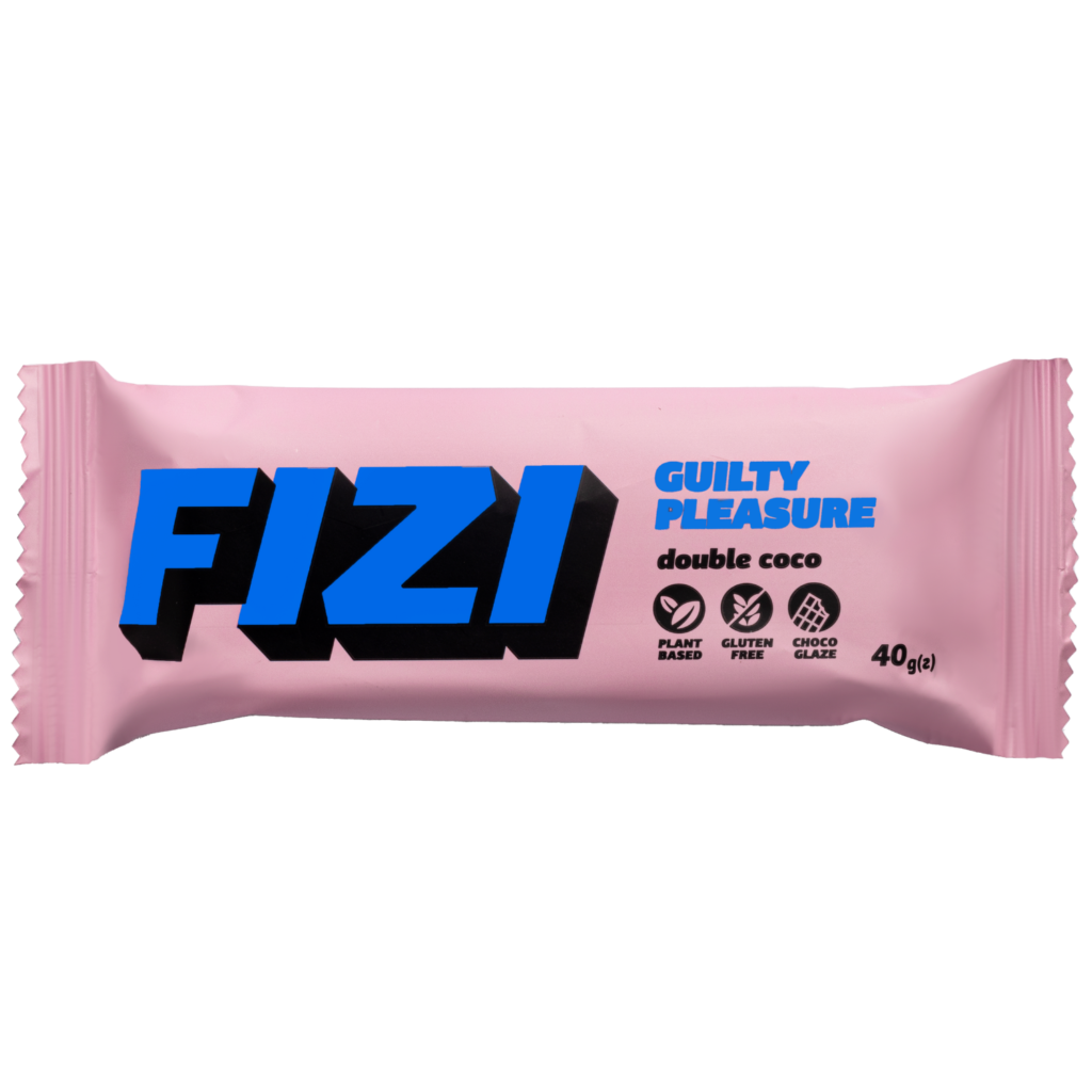 Batonėlis su šokolado glazūra "DOUBLE COCO", be pridėtinio cukraus | Fizi (45 g)