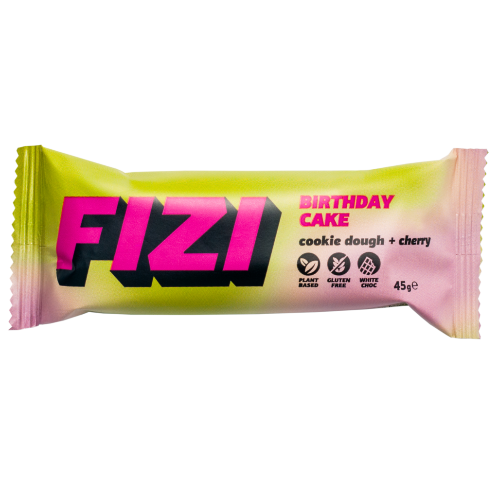 Batonėlis su balto šokolado glazūra "COOKIE DOUGH + CHERRY", be pridėtinio cukraus | Fizi (45 g)
