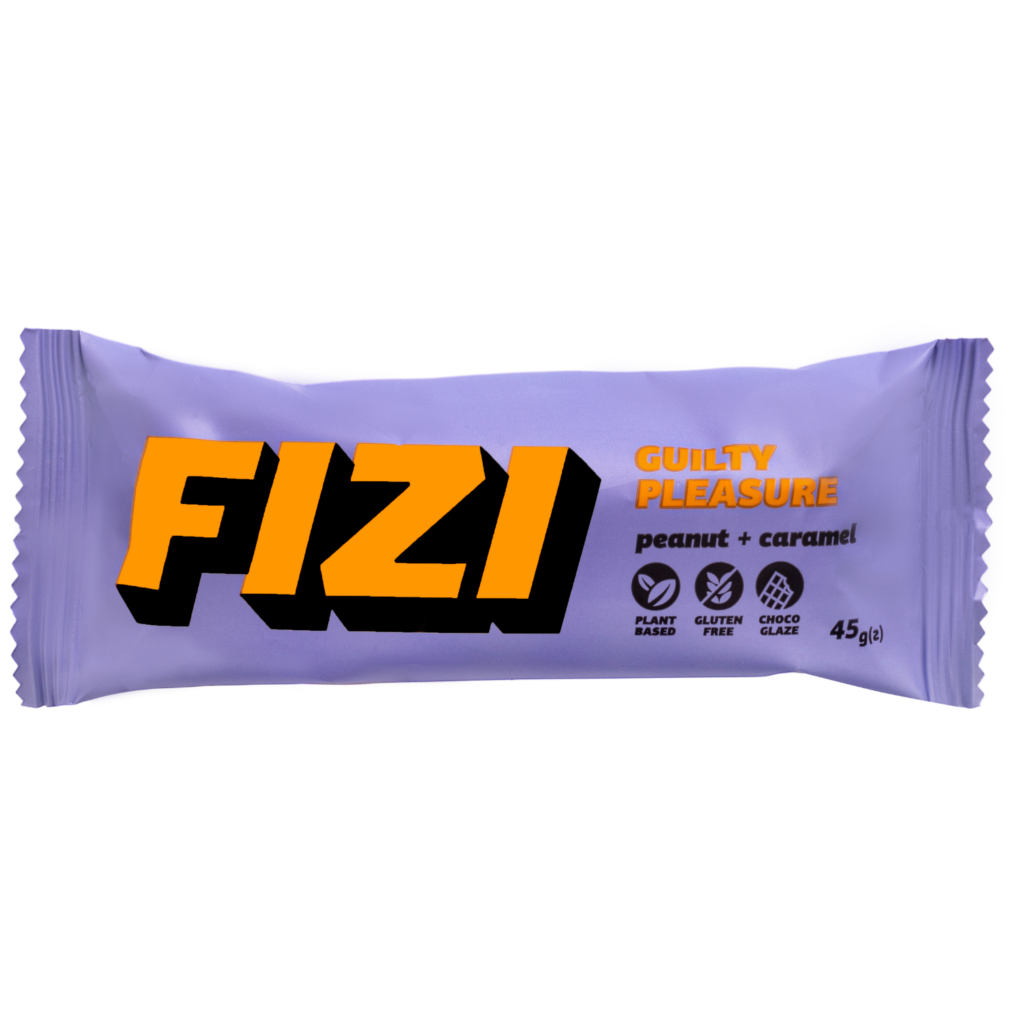 Batonėlis su šokolado glazūra "PEANUT + CARAMEL", be pridėtinio cukraus | Fizi (45 g)
