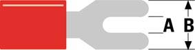 Šakutė 4.3mm raudona 0.5-1.5mm² laidui (ST-012) RoHS