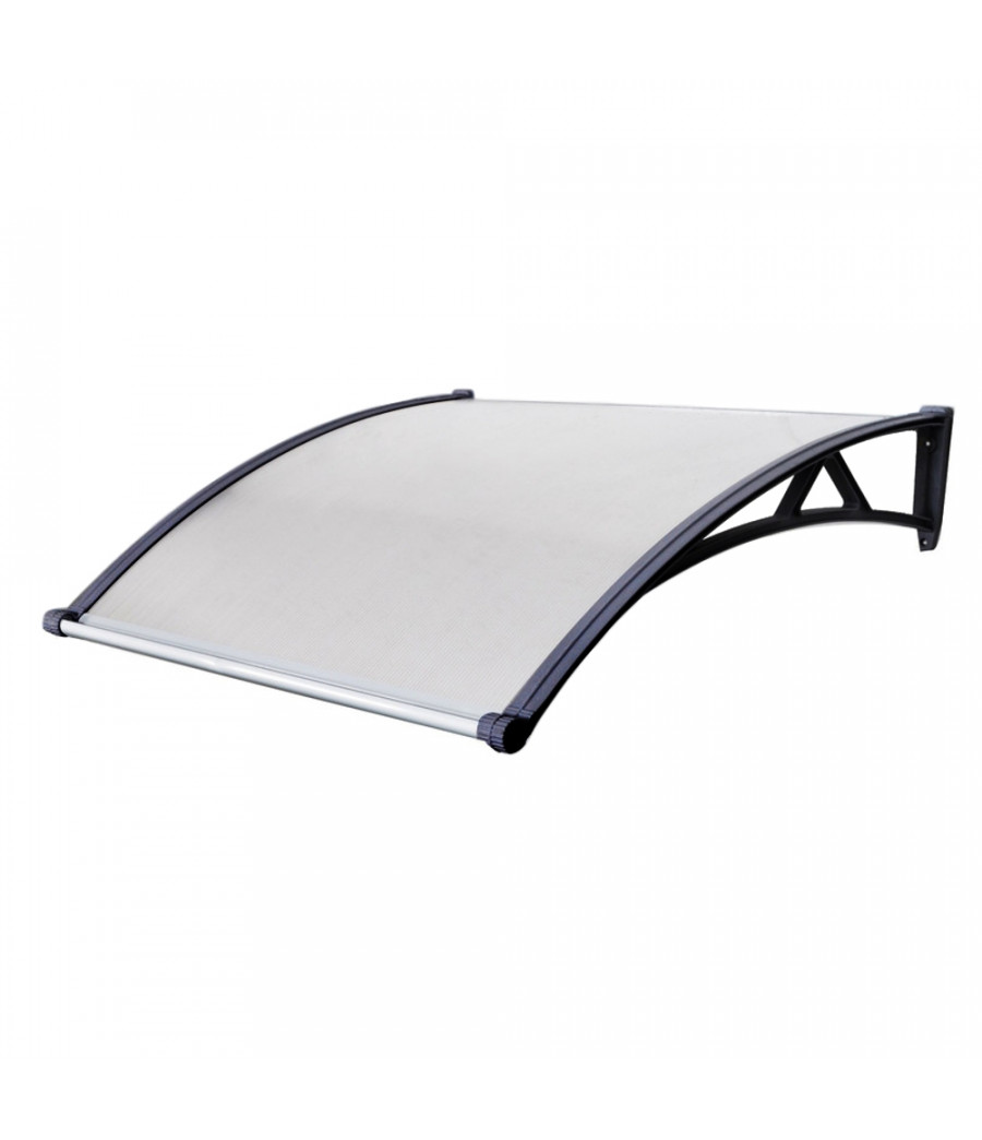 Polikarbonato stogelis su lataku 930x1500 mm skaidrus, juodi laikikliai