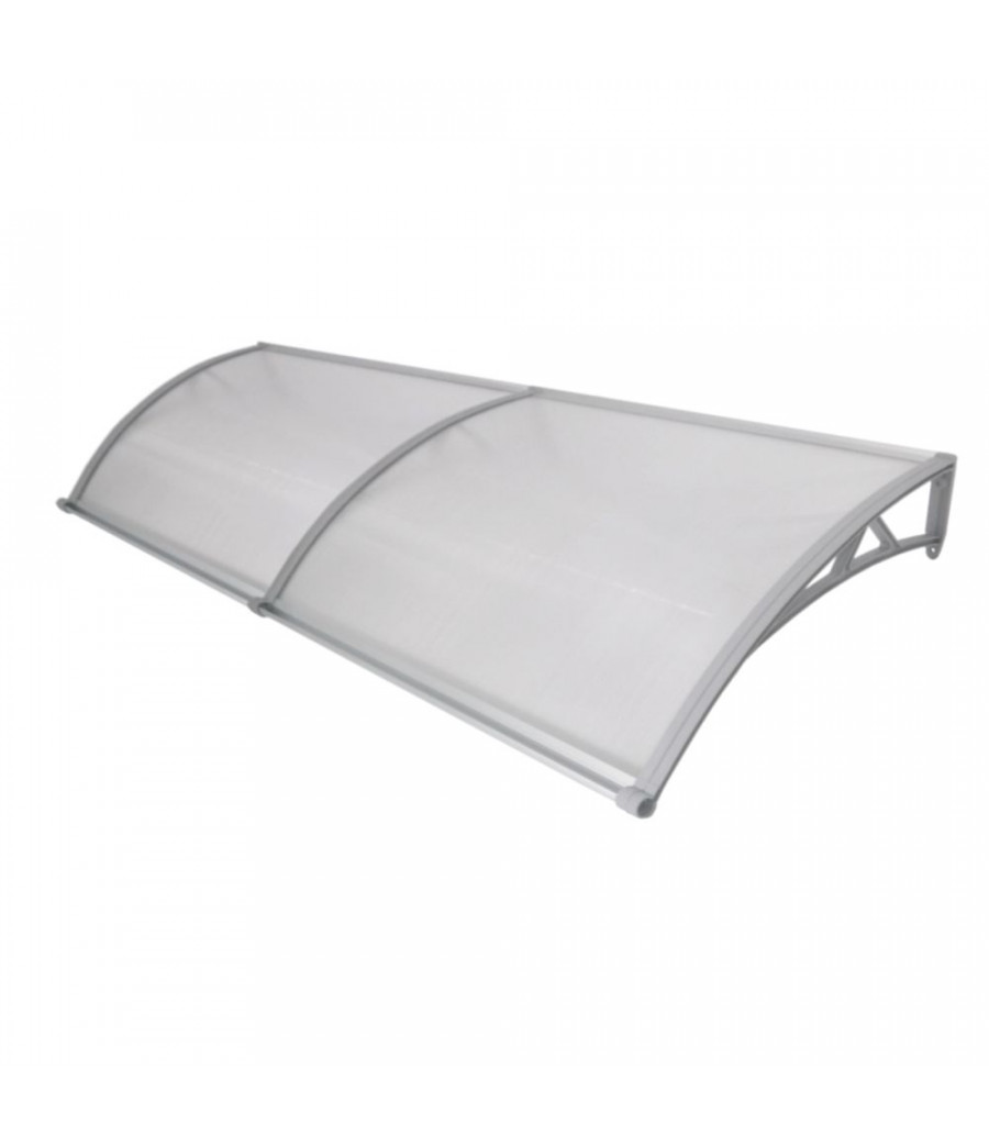 Polikarbonato stogelis su lataku 930x3000 mm skaidrus, pilki laikikliai