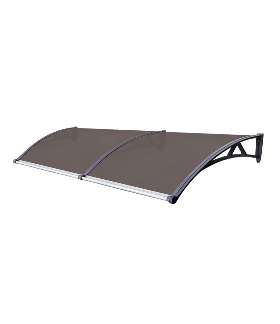 Polikarbonato stogelis su lataku 930x3000 mm tamsintas, juodi laikikliai