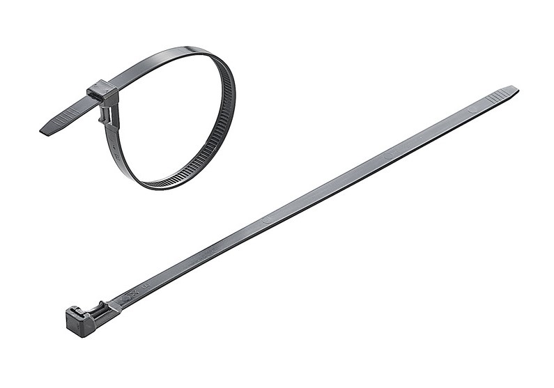 Kabelių tvirtinimo dirželiai 250x7.5mm 220N atleidžiami, juodi (100 vnt)