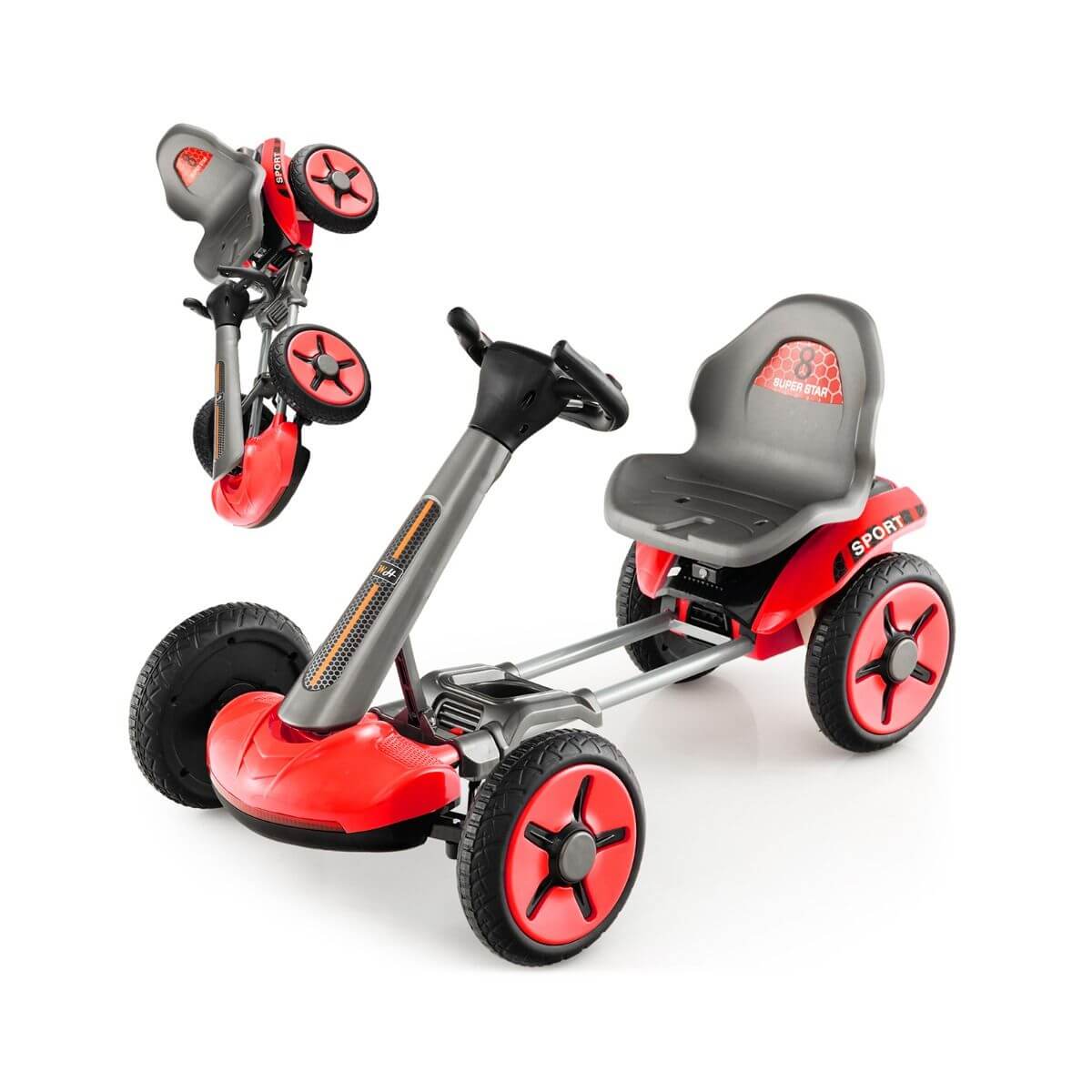 Reguliuojamas Elektrinis Kartingas Vaikams Raudonos Spalvos 1120