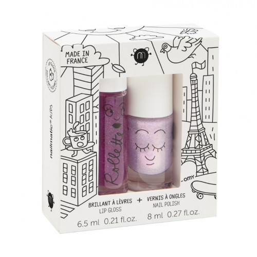 Nailmatic Kids LOVELY CITY Rollette Nail Polish Duo Set Nagų lako ir lūpų blizgio rinkinys, 1vnt.