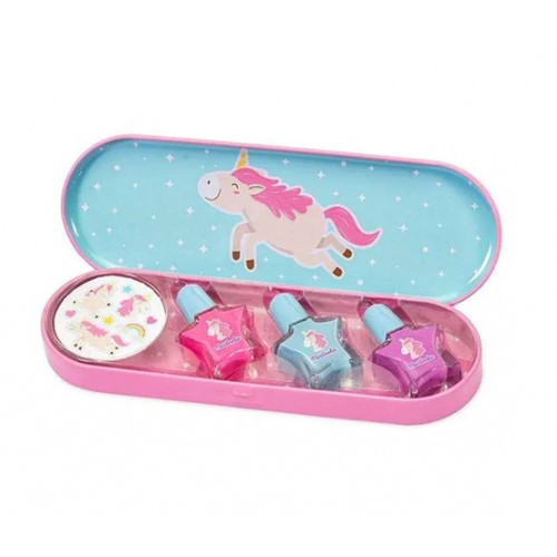 Martinelia Nail Polish & Stickers Tin Box Vaikiškas kosmetikos rinkinys, Little Unicorn