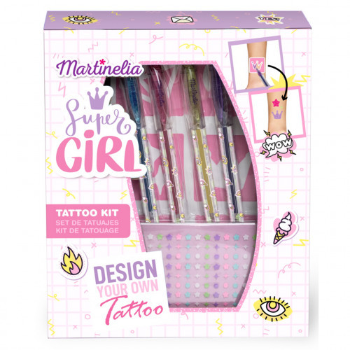 Martinelia Kit Tattoo Body Art Super Girl Tatuiruočių rinkinys vaikams, Rinkinys