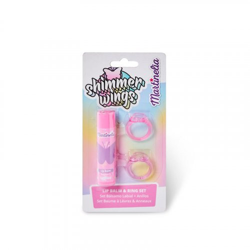 Martinelia Shimmer Wings Lip Balm & Ring Set Lūpų balzamo ir žiedų rinkinys vaikams, Raspberry