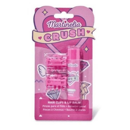 Martinelia Crush Hair Clips & Lip Balm Lūpų balzamo ir plaukų segtukų rinkinys, Strawberry