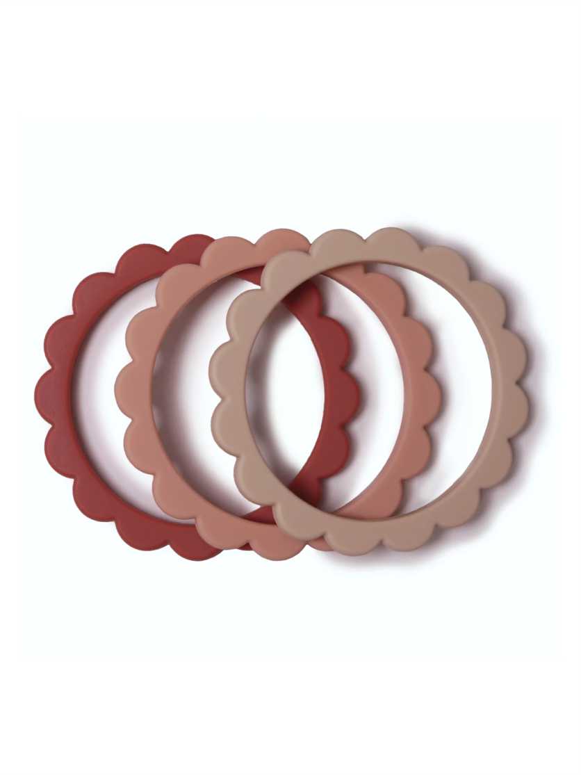 MUSHIE silikoninis kramtukas BRACELET, Rose/Blush/Shifting Sand, 3 vnt.