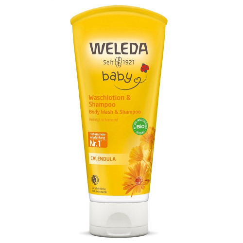 Weleda Calendula Baby Body Wash & Shampoo Vaikiškas šampūnas ir prausiklis su medetkomis, 200ml