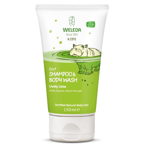 Weleda 2in1 Lively Lime Shampoo & Body Wash Vaikiškas prausiklis odai ir plaukams, 150ml