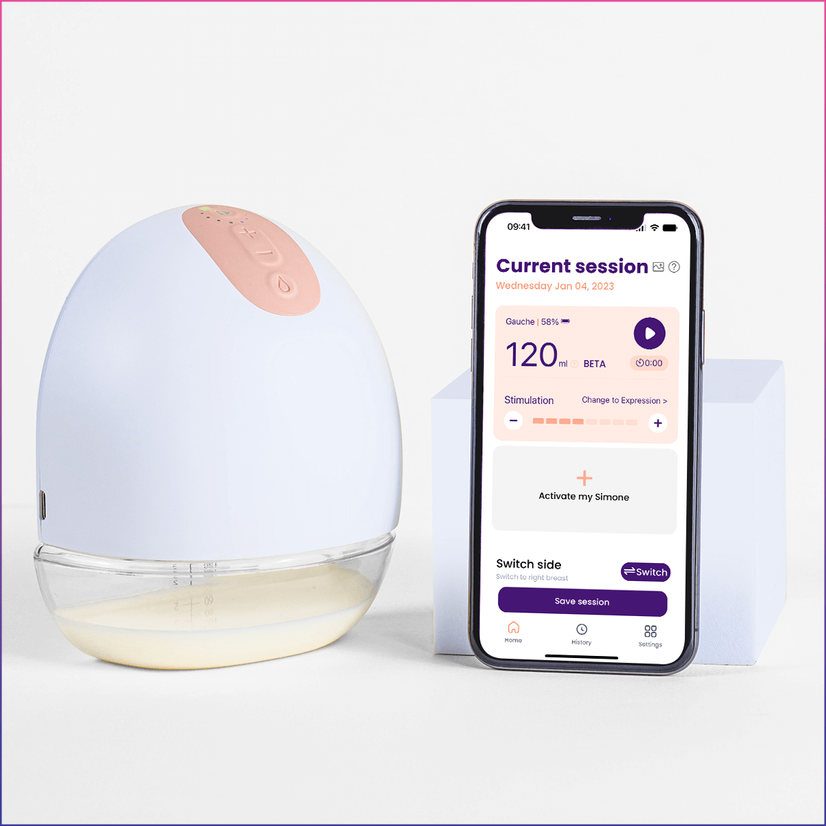 PERIFIT - SIMONE PUMP - belaidis nešiojamas pientraukis - Hands-free invisible electric breast pump, with app