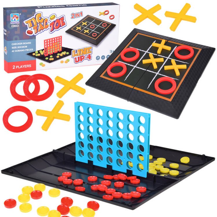 Žaidimų rinkinys vaikams 2 viename: Tic-tac-toe ir Connect 4