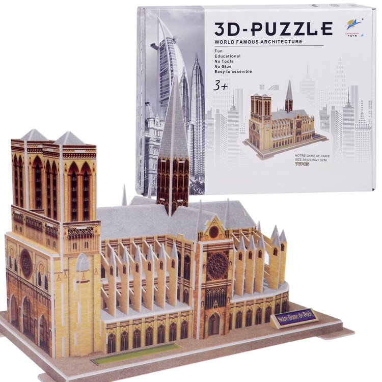 3D dėlionė Katedra Notre-Dame, 77 dalys, Paryžius