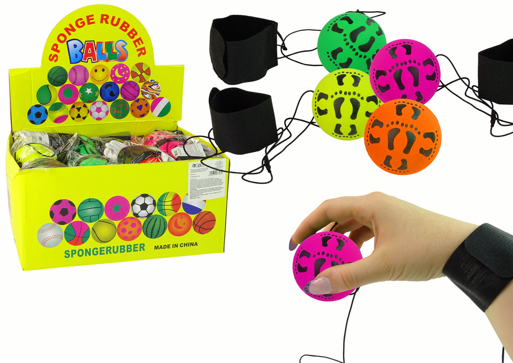 Poliuretano kamuoliukas ant elastinės gumos 6 cm, rožinės spalvos