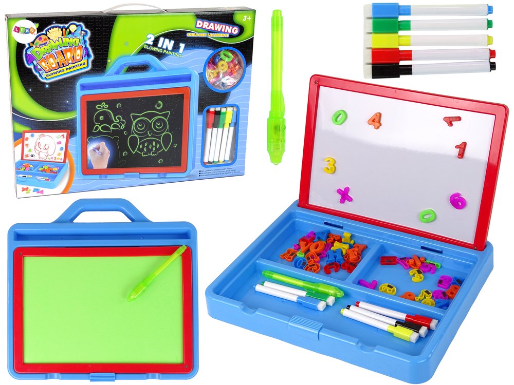 2in1 magnetinė piešimo lenta su šviečiančiais dažais