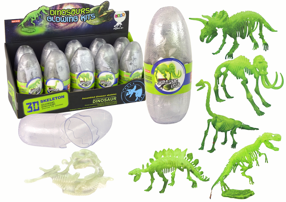 Tamsoje šviečiantis dinozauro skeletas kiaušinyje, 1vnt.