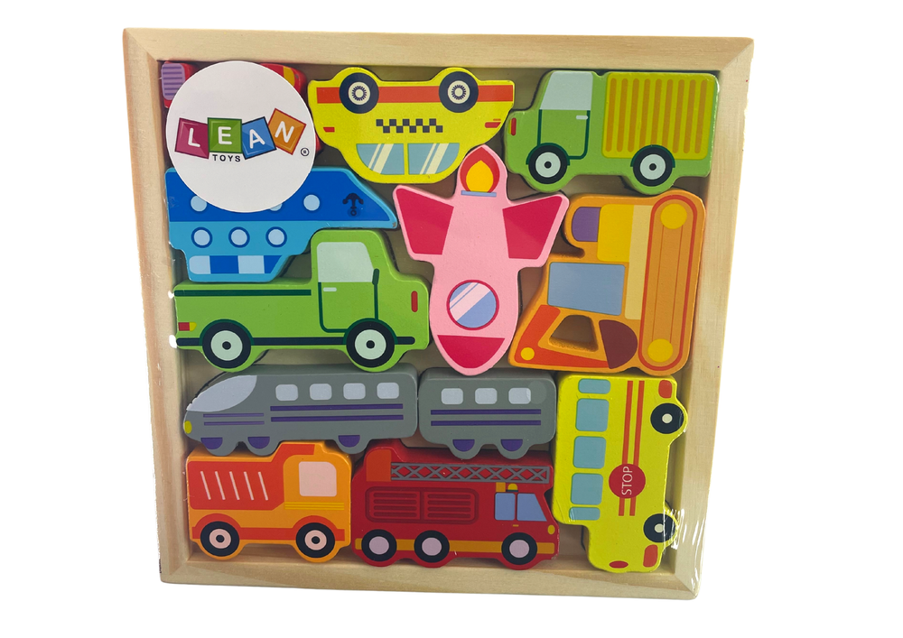 Medinė edukacinė dėlionė - Transporto priemonės