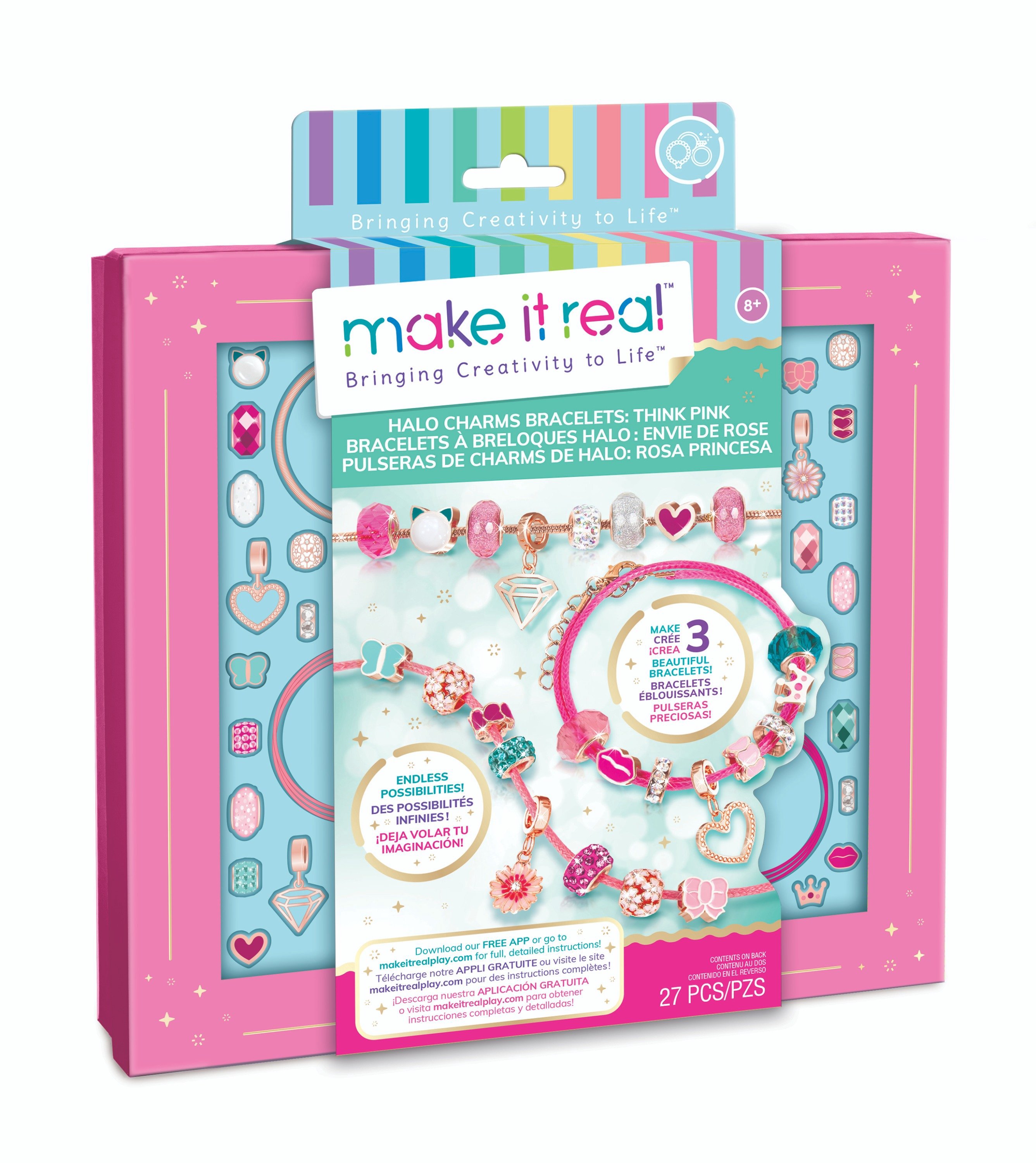 MAKE IT REAL Rožinės apyrankės su pakabučiais