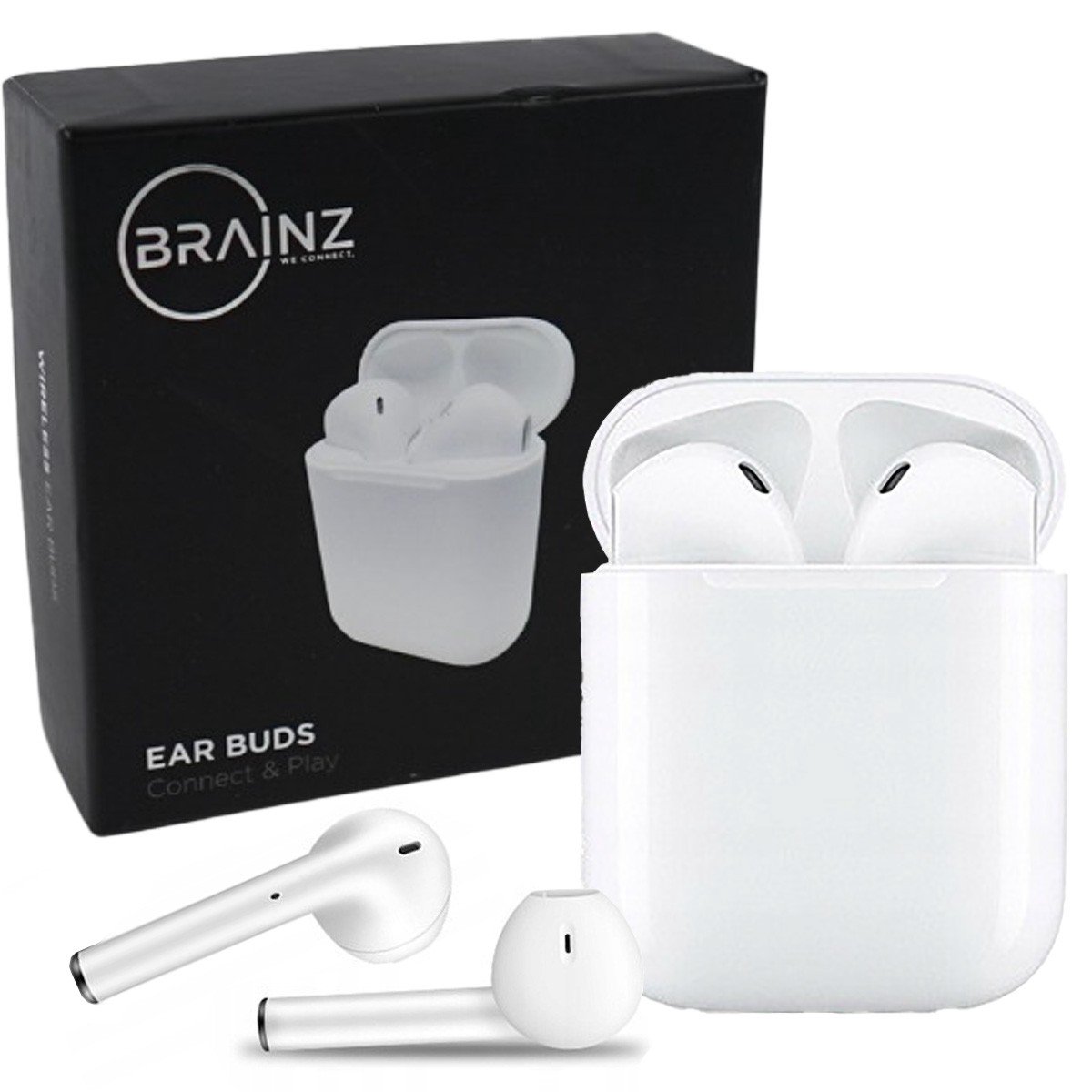 Belaidės ausinės - Brainz, baltos
