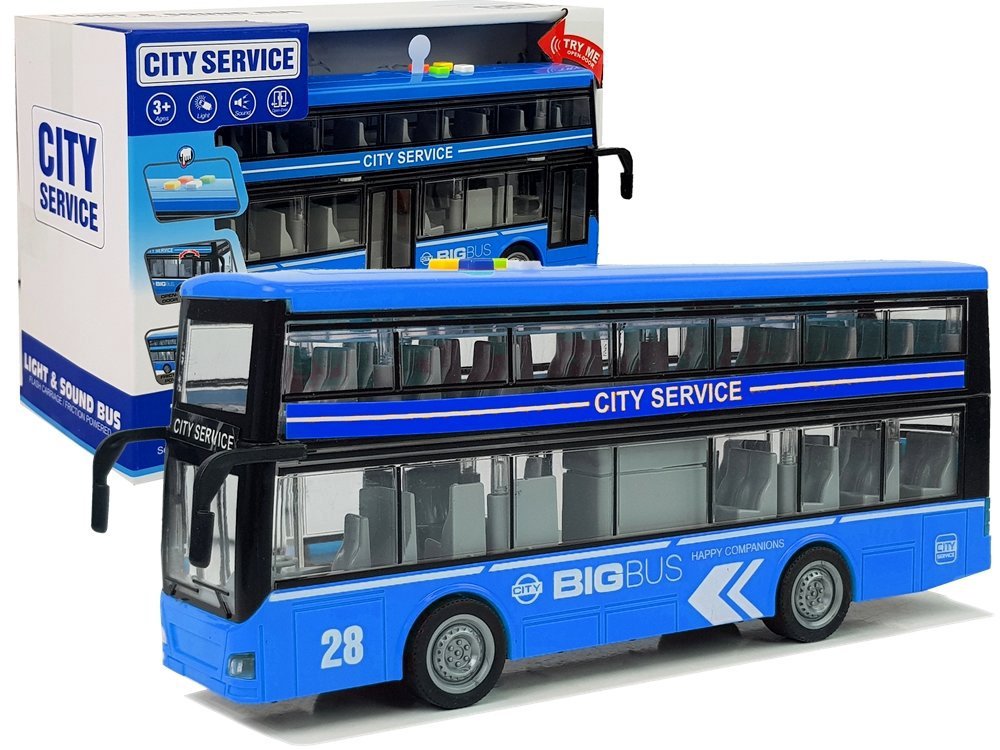 Žaislinis dviaukštis autobusas “Big Bus”, mėlynas