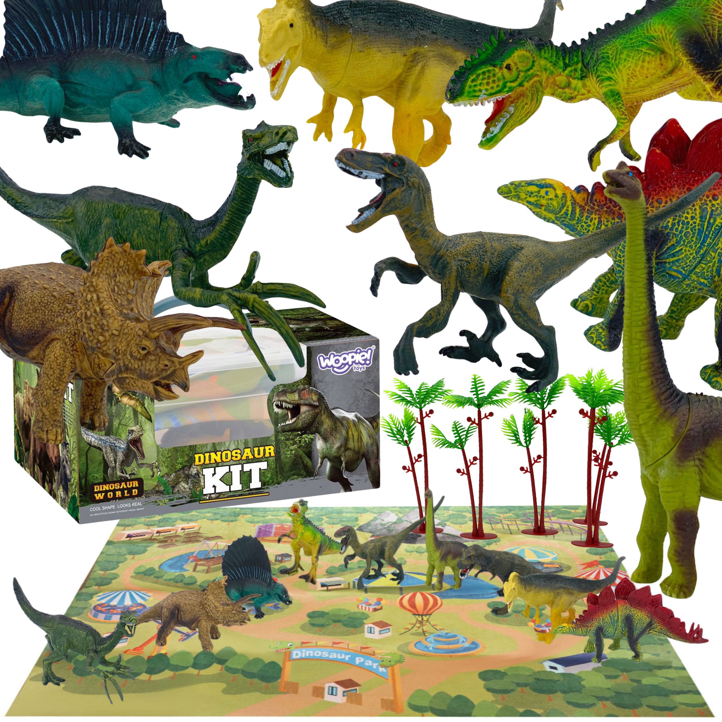 Dinozaurų figūrėlių rinkinys su kilimėliu ir skrynia