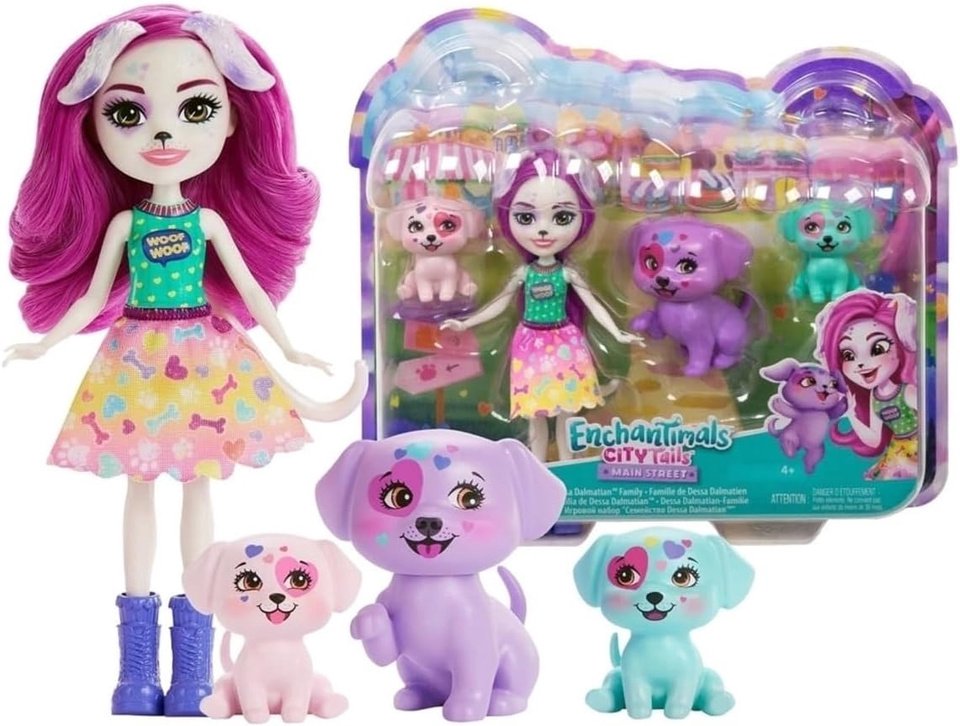 Enchantimals lėlė su dalmatinų šeima