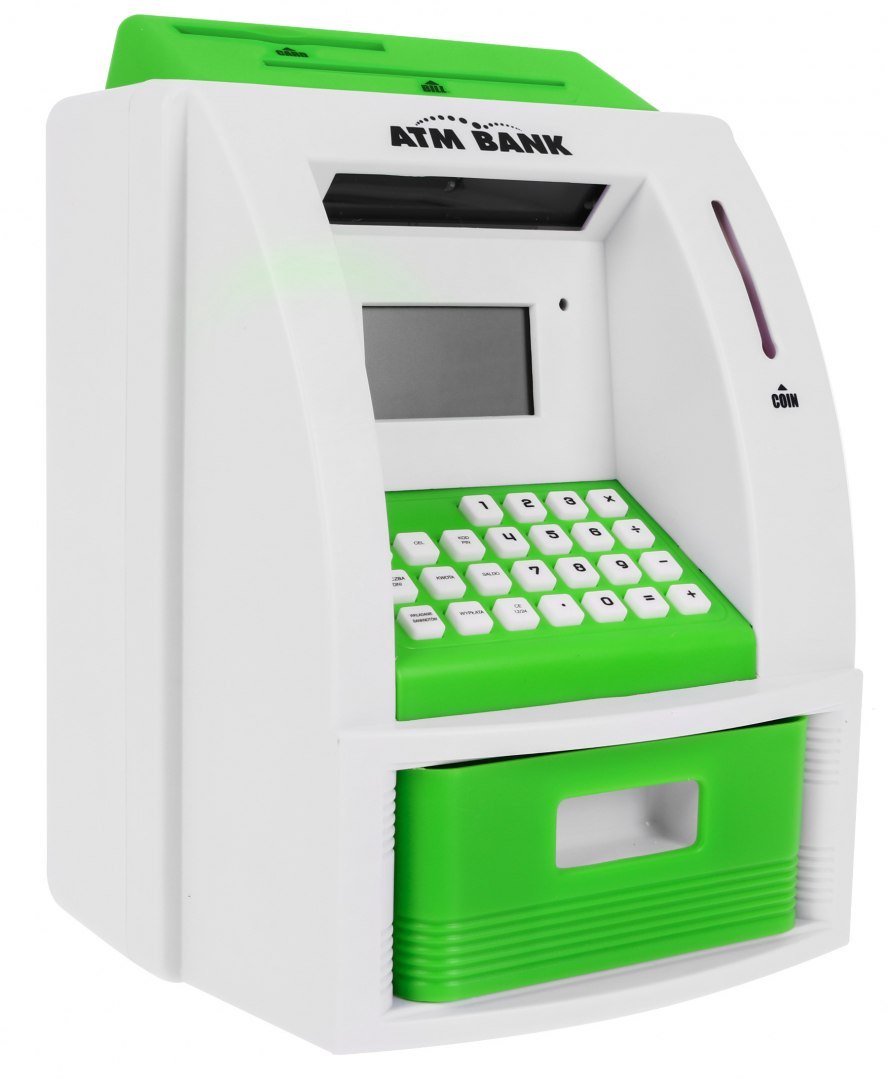 Bankomato formos taupyklė su PIN kodu, žalios spalvos
