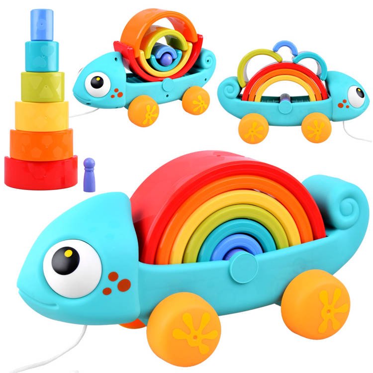 Montessori dėlionė, vaivorykštinis chameleonas