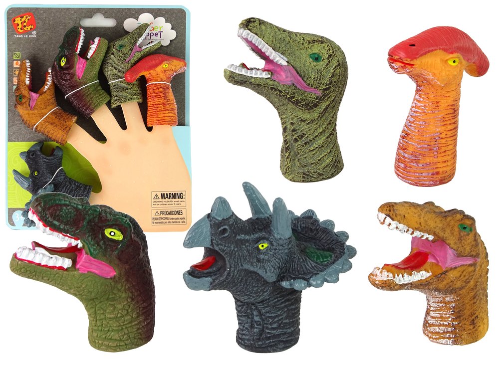 Pirštukinės lėlės, spalvoti dinozaurai