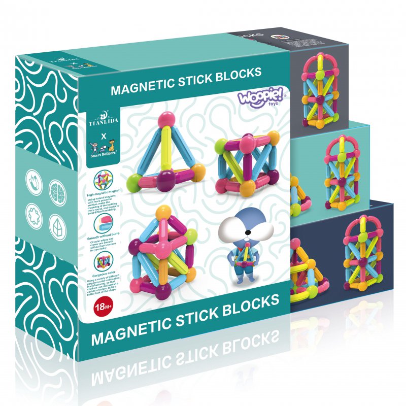 WOOPIE magnetiniai konstrukciniai blokeliai, 38 el.