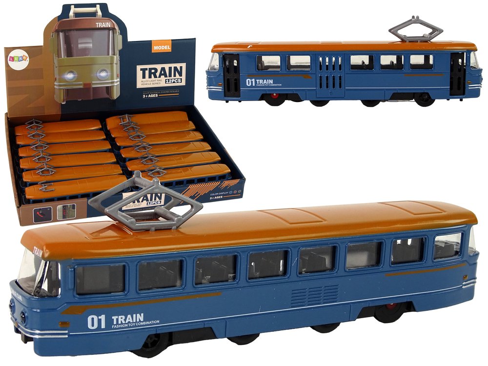 Žaislinis tramvajus, mėlynas, 1vnt.