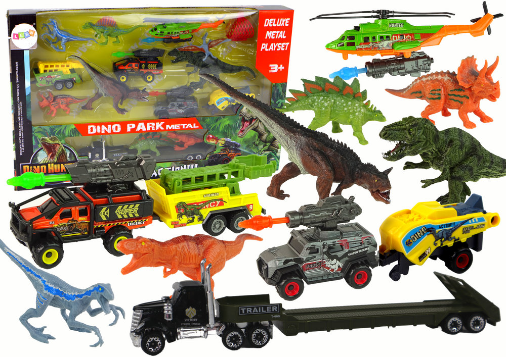 Transporto priemonių rinkinys - dinozaurai, 8 vnt.