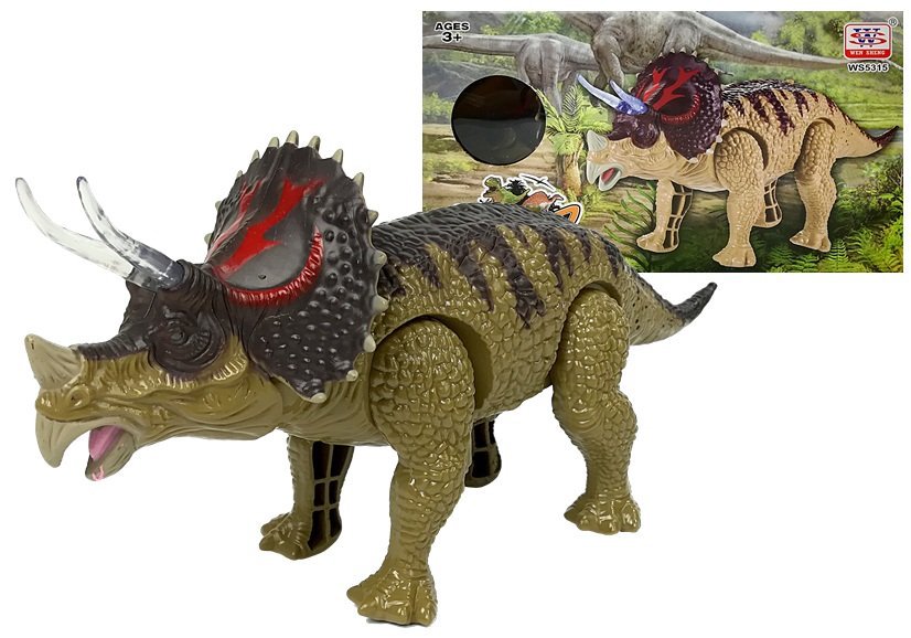 Žaislinis dinozauras Triceratopas, žalias