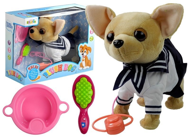 Interaktyvus šuo su pavadėliu "Plush Dog", čihuahua